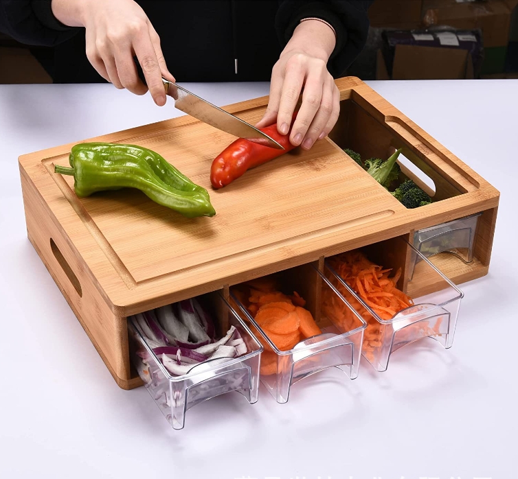 Household chopping board with drawer organizer