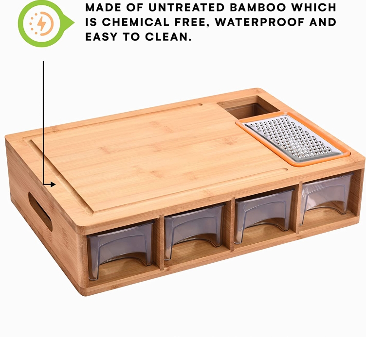 Household chopping board with drawer organizer