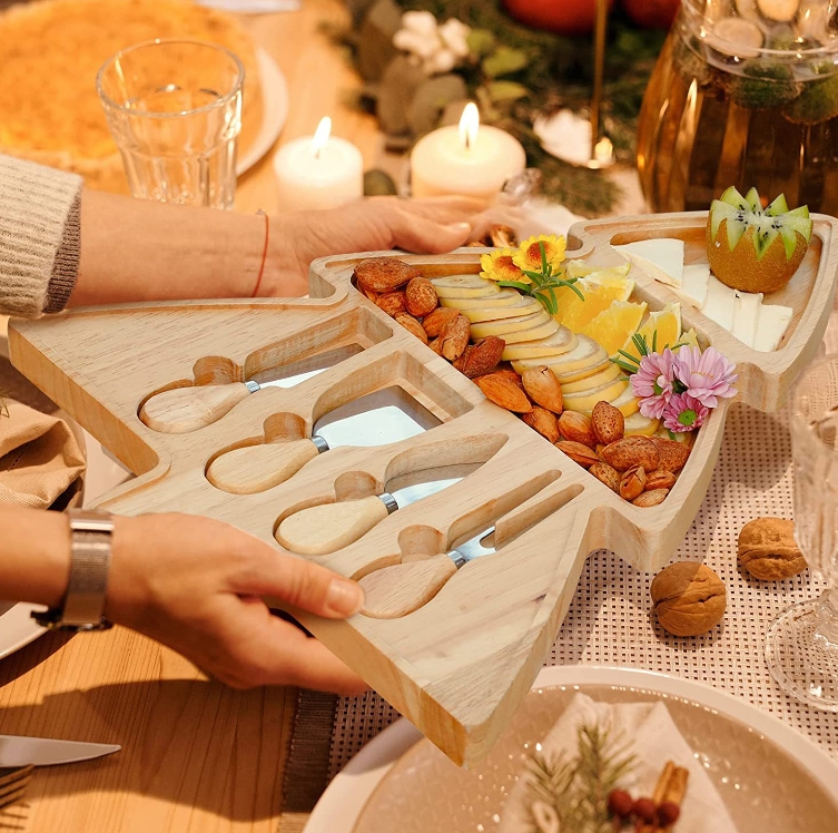 Creative Christmas Tree Compartmentalized Wooden Tray