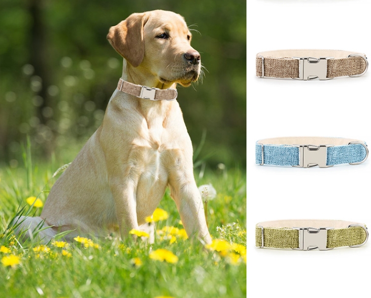 Cotton and linen pet engravable collar
