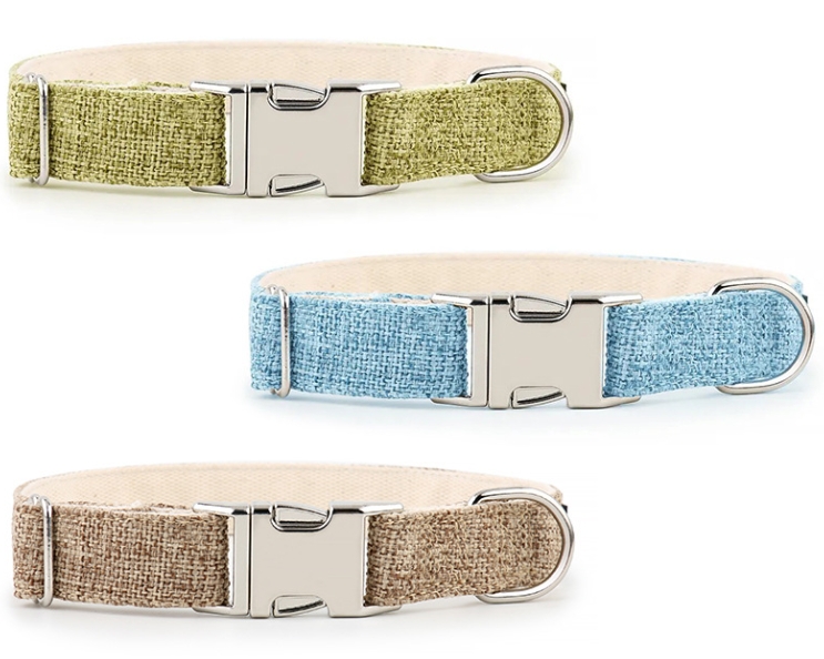 Cotton and linen pet engravable collar