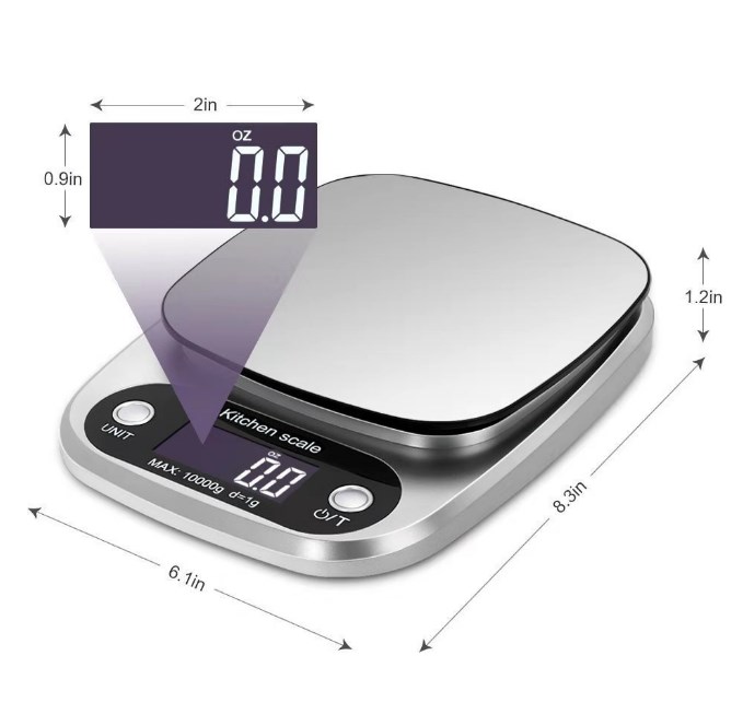 Digital Kitchen Scale with Batteries, Stainless Steel Kitchen Scale