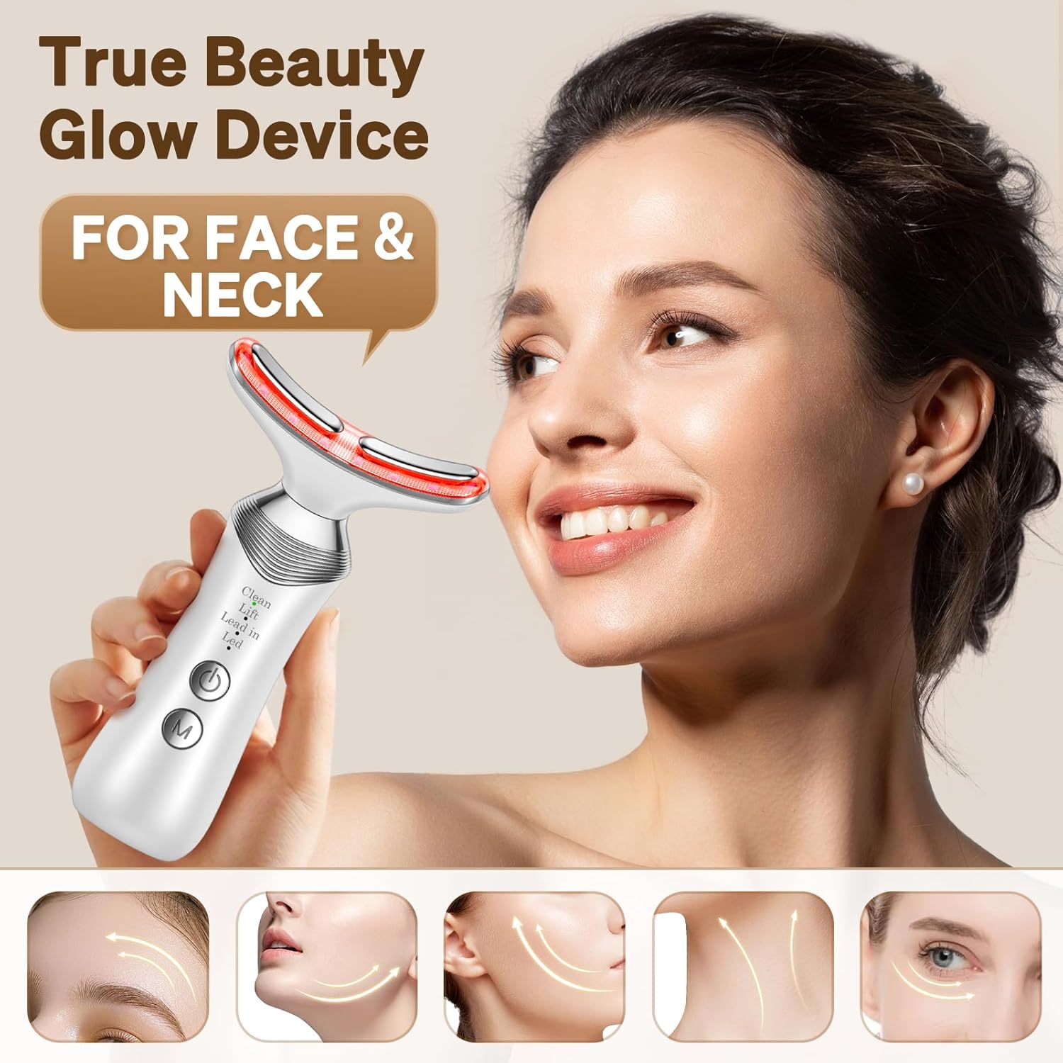 Red-Light-Therapy-for-Face-Neck, 7-in-1 Led Facial Sculptor Face Neck Messager