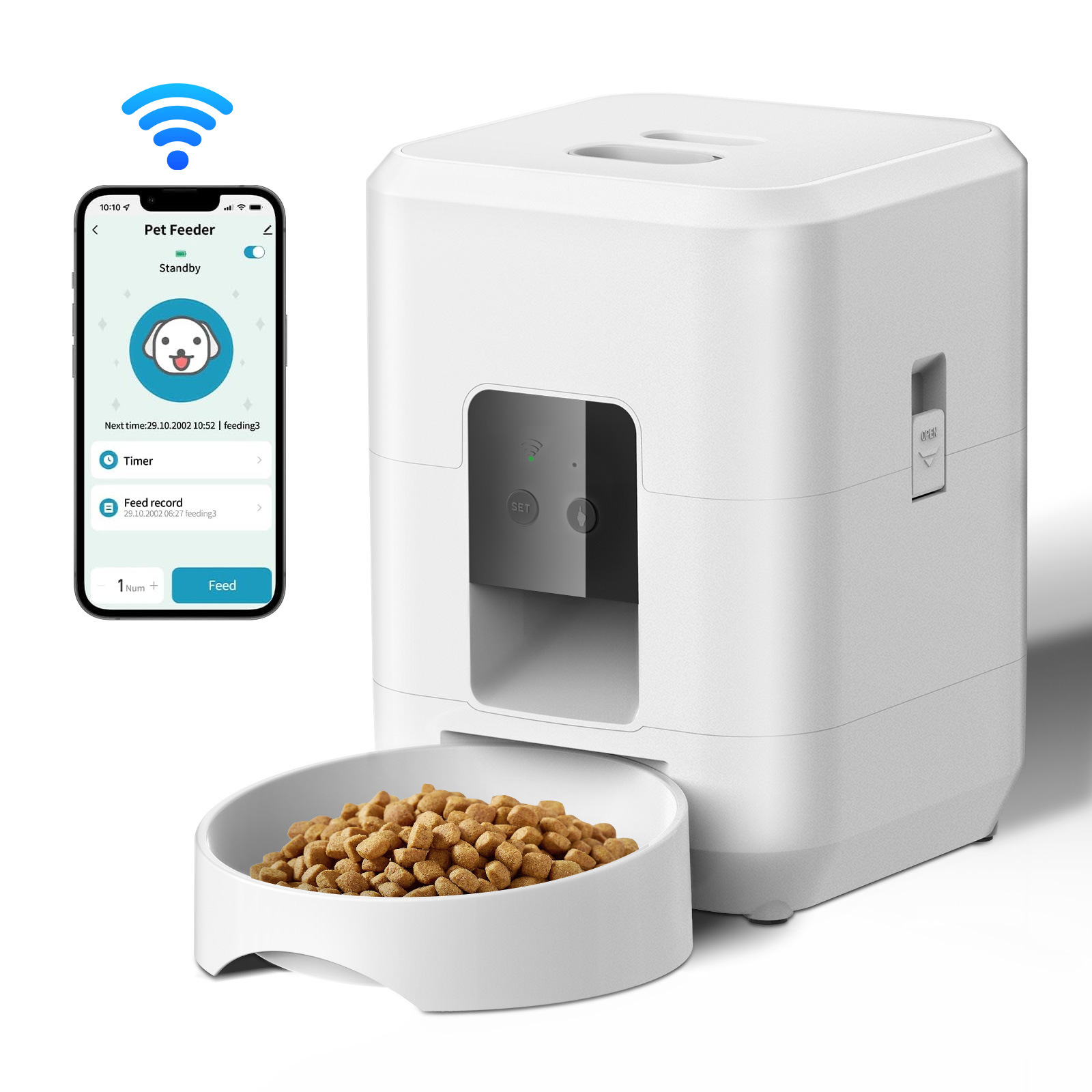 WiFi Automatic Dog/Cat Feeders: Smart Automatic Dog/Cat Food Dispenser with Slow Feeding Mode