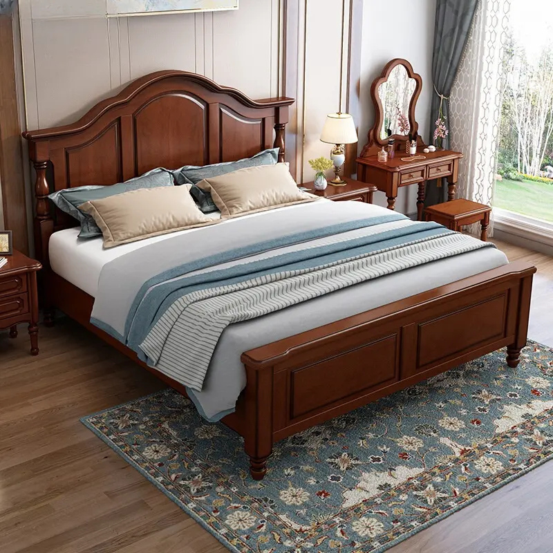 High quality solid wood bed set, furniture solid wood bed frame