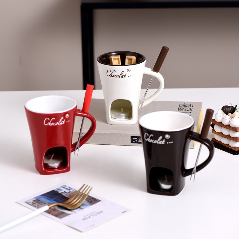 Sweet Fondue Cup - Chocolate Melting Cup Set with Forks, Ideal Gifts for Birthday, Wedding and More.