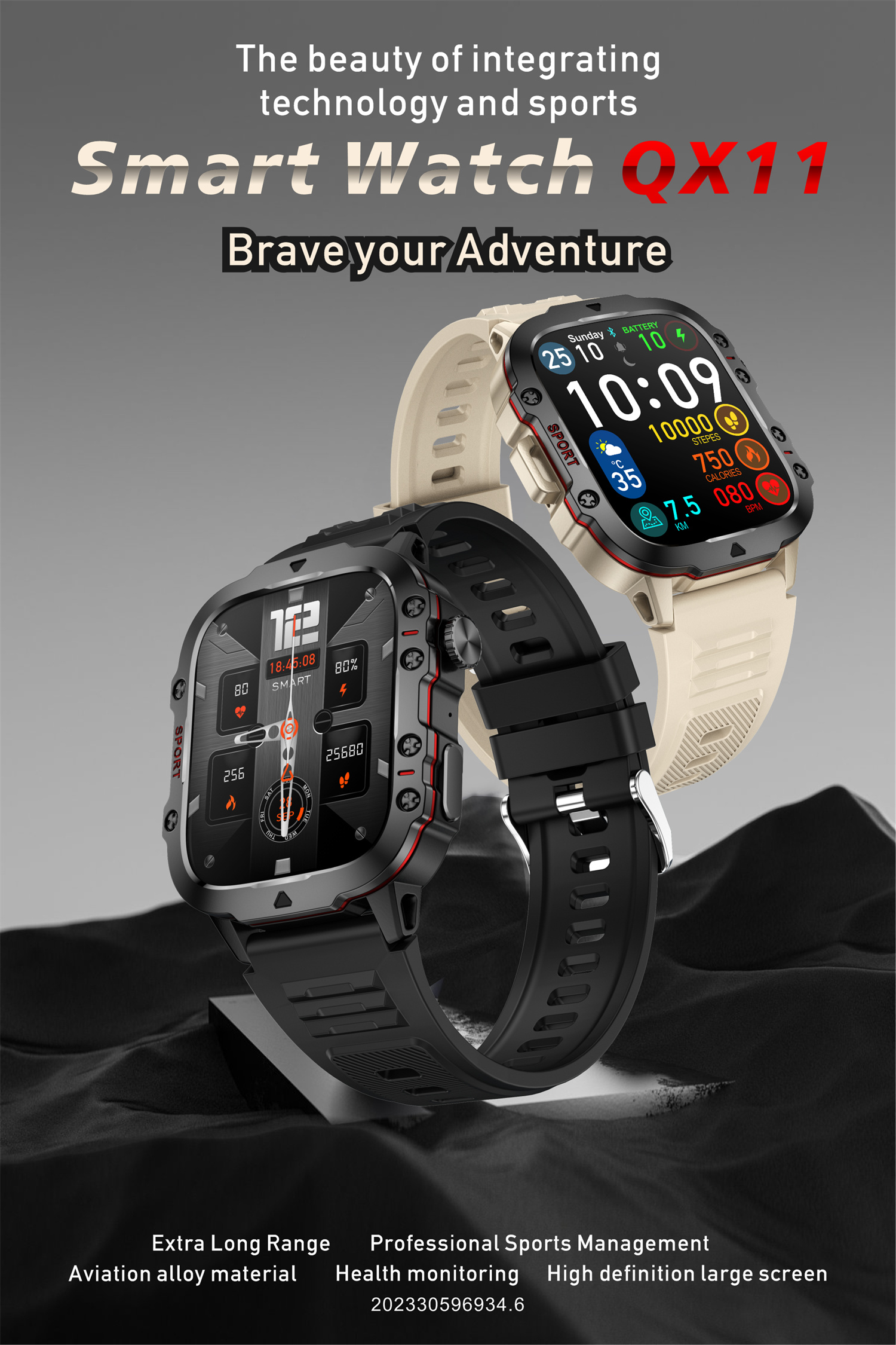QX11 Smart Watch, Bluetooth Calling Smartwatch – Health Monitor, Fitness Tracker, 3ATM Waterproof, HD Display, for Android & iOS