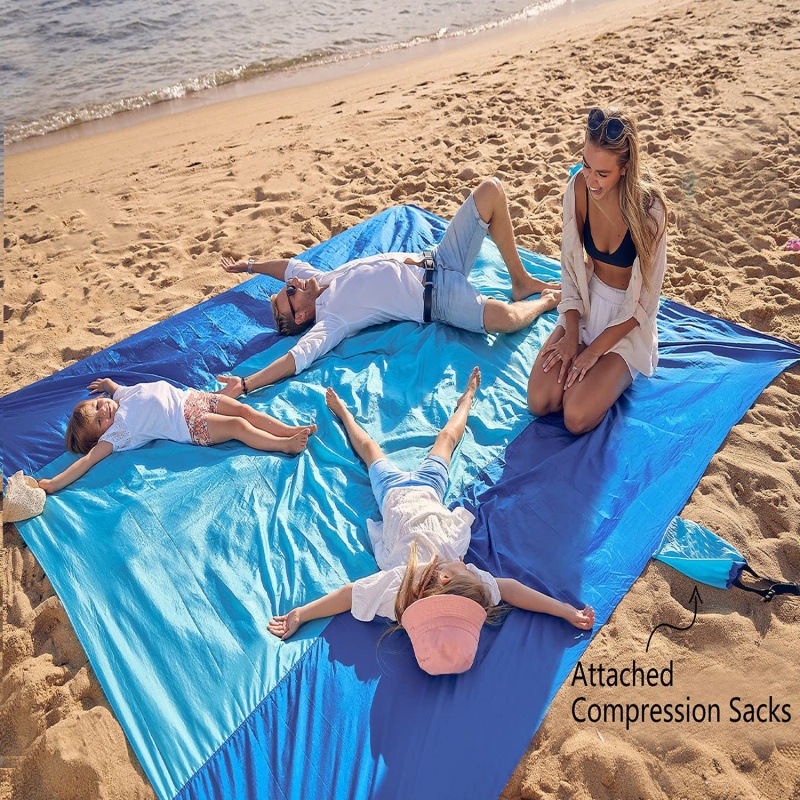 Beach Blanket Waterproof Sandproof Beach Mat for family, Quick Drying Outdoor Picnic Mat Beach Accessories for Travel, Camping, Hiking
