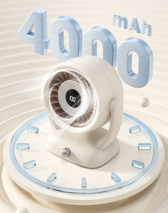 Desk Turbo Fan, Ultra-Quiet Mini Desk Fan, Powerful Wind, LED Display, Rotating Small Portable Fan for Home, Office and Outdoor Cool Tech Gadgets
