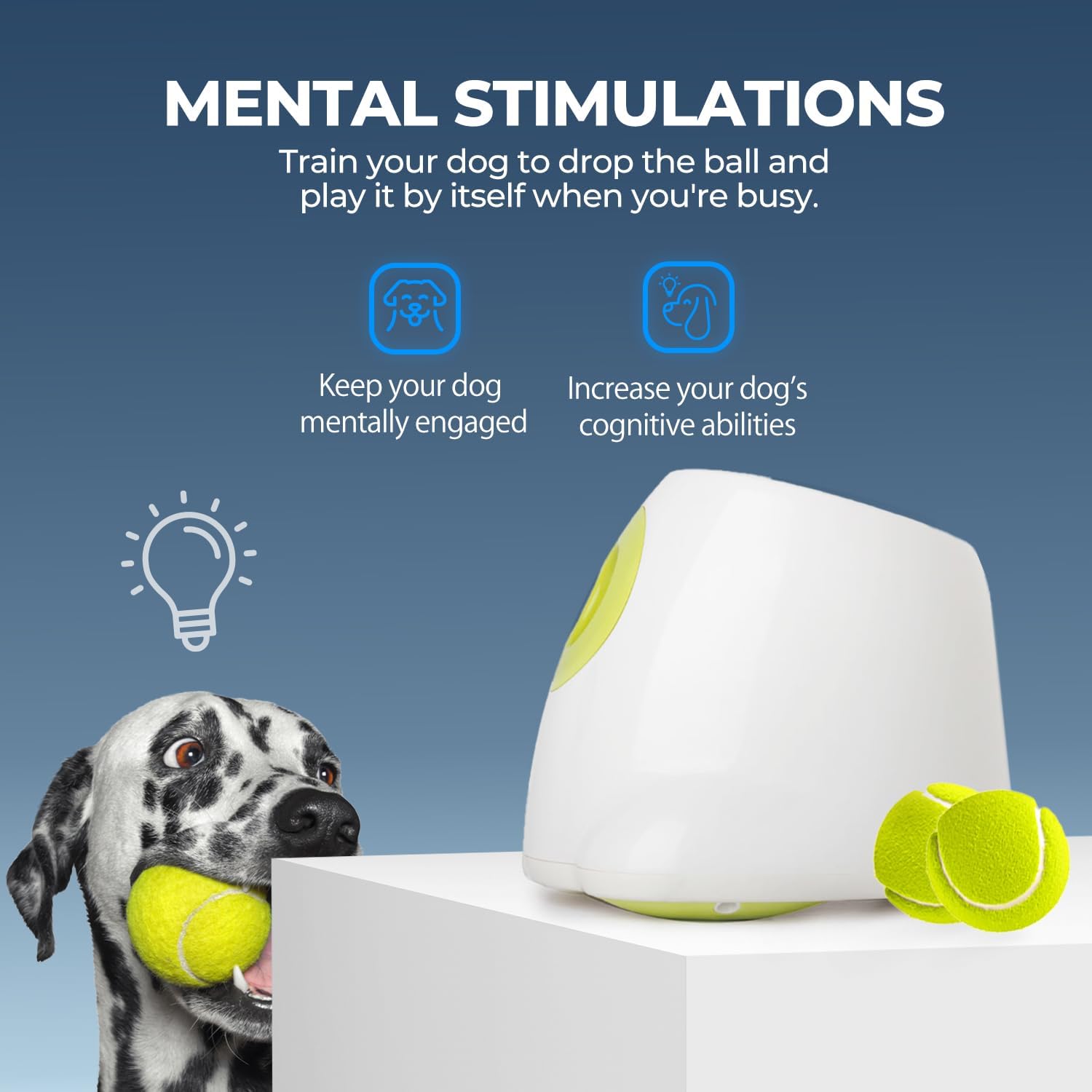 ALL FOR PAWS Automatic Dog Ball Launcher for Medium to Large Dogs, Interactive Dog Ball Thrower Mental Stimulation Dog Toys, Dog Tennis Ball Machine with Standard Tennis Balls