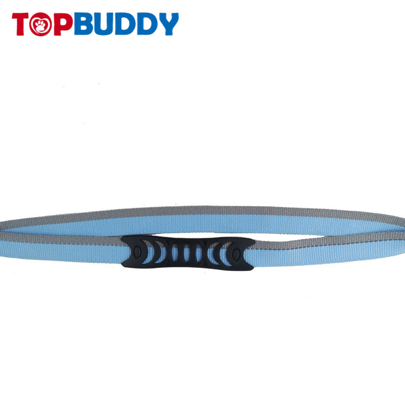 Double - handle elastic buffer traction rope, blue - gray two - tone double - handle, dog car - going traction rope set