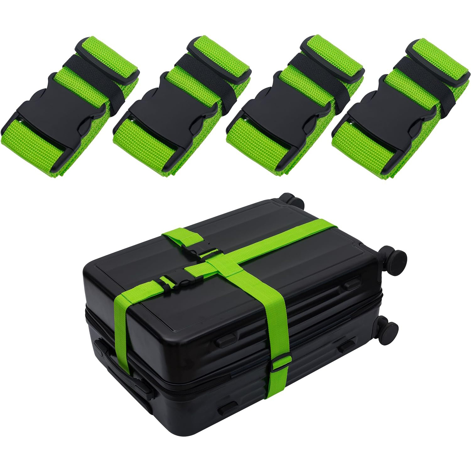 Cross-shaped luggage strap with buckle, packing strap for luggage, fixed and bundled strap for travel suitcase, protective tightening and reinforcement strap