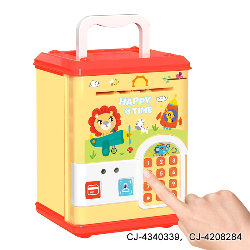 Wholesale of EN71-certified password piggy banks with fingerprint and card - swiping functions, automatic induction for rolling money, and children's electronic voice savings cans