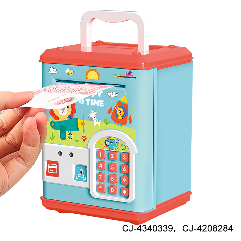 Wholesale of EN71-certified password piggy banks with fingerprint and card - swiping functions, automatic induction for rolling money, and children's electronic voice savings cans