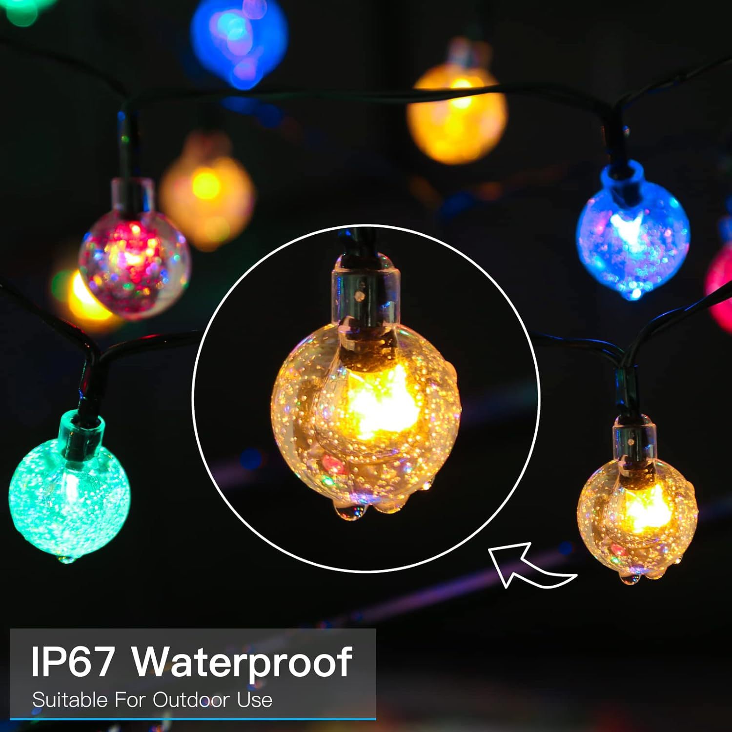 Solar bubble ball string lights, Christmas LED lights, decorative lights, crystal ball lights, outdoor waterproof camping courtyard colored lights