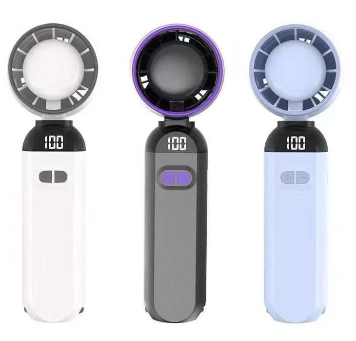 Cross - border digital - display turbine hurricane mini portable outdoor student USB - charging hand - held fan from source factory, small - sized