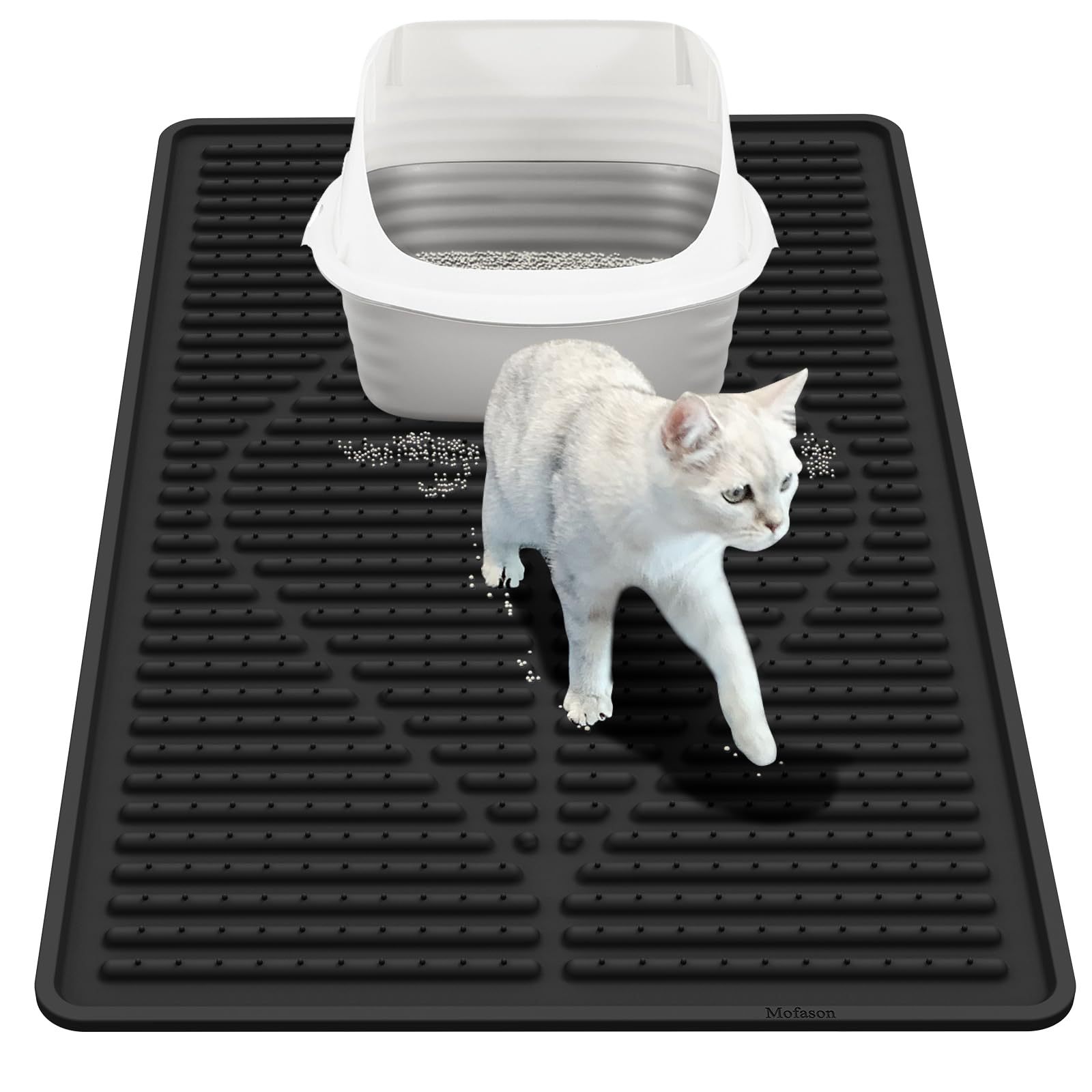 Large Doraemon Cat Litter Silicone Mat, Waterproof and Non-slip Cat Litter Box Mat, Large-sized Cat Litter Collection Silicone Mat for Catching Rats