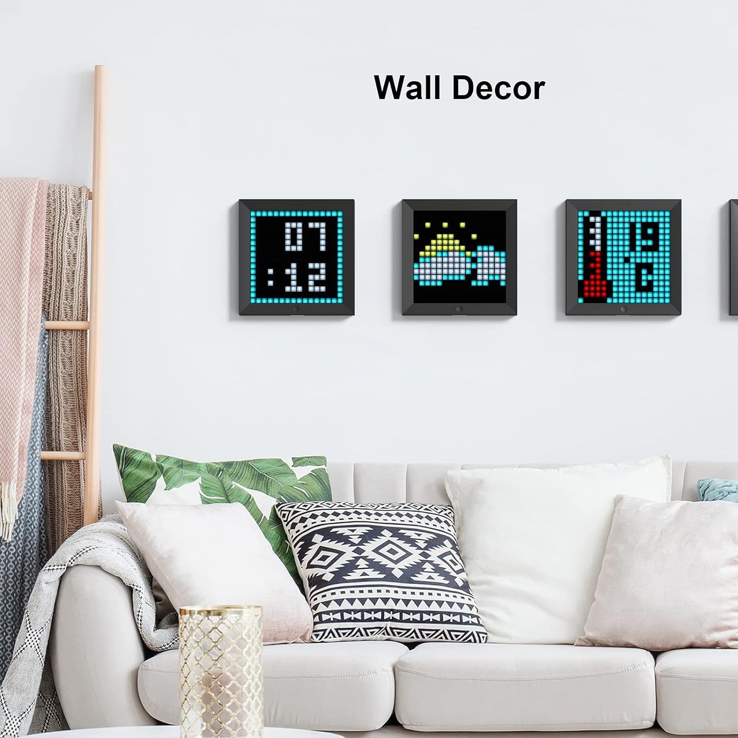 DIY Bluetooth Dot - Controlled Pixel Screen for Desktop, a Gift for Desk Setup, with Alarm Clock and Time Display, Wall - Mounted LED Pixel Lights, Creative