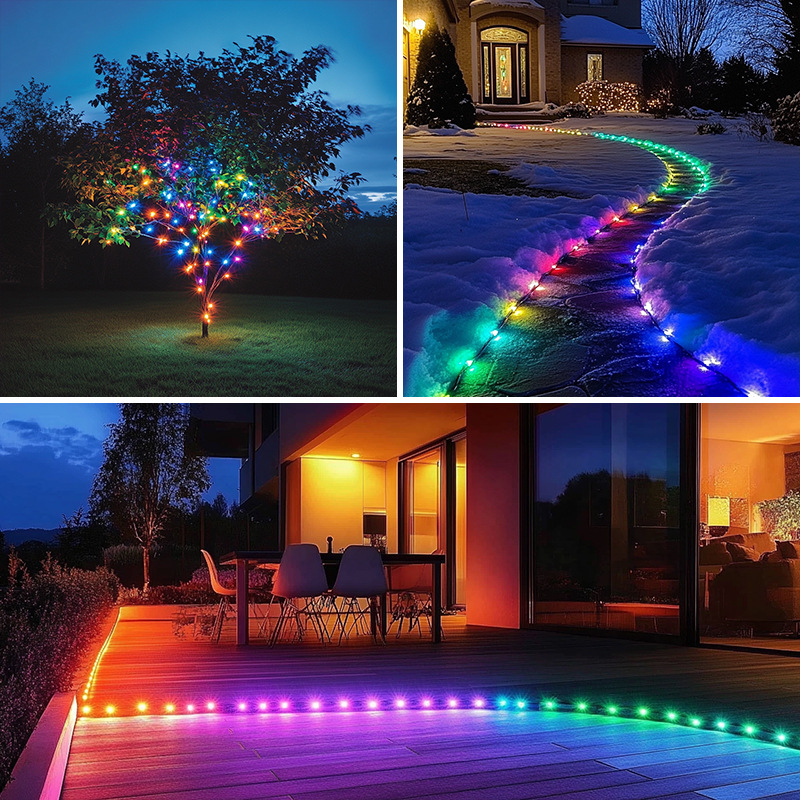 Cross - border popular products: LED smart APP point - controlled magic color eaves lights, indoor decoration, outdoor waterproof courtyard atmosphere light strings