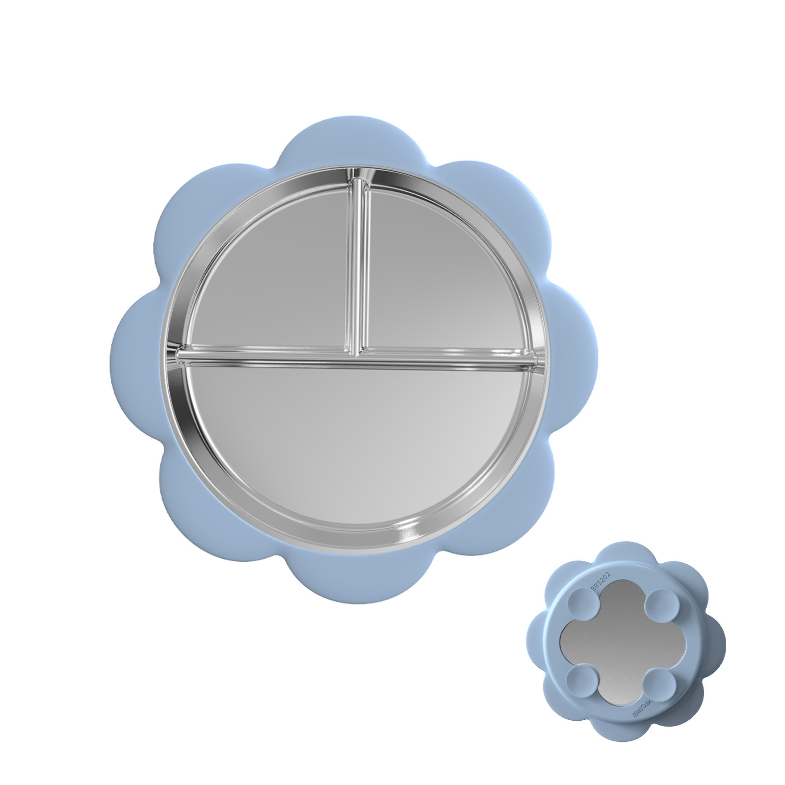 Newly launched and popular complementary feeding tableware. Silicone suction cup, drop - resistant, heat - insulating, food - grade stainless - steel plate, children's divided plate