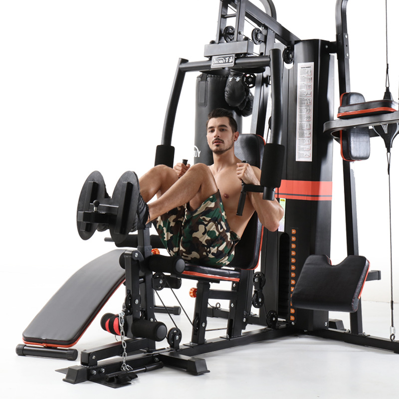 Household combined large - scale multi - functional sports fitness equipment, strength training equipment, three - station comprehensive trainer