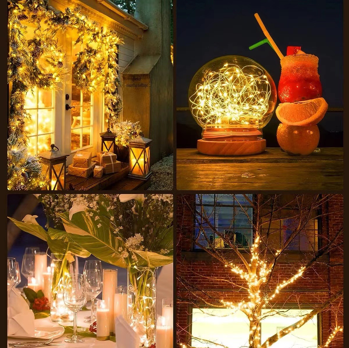 Solar string lights, starry sky string lights, outdoor waterproof garden lights, tree - winding ambient light strips, tree - hanging decorative light strings