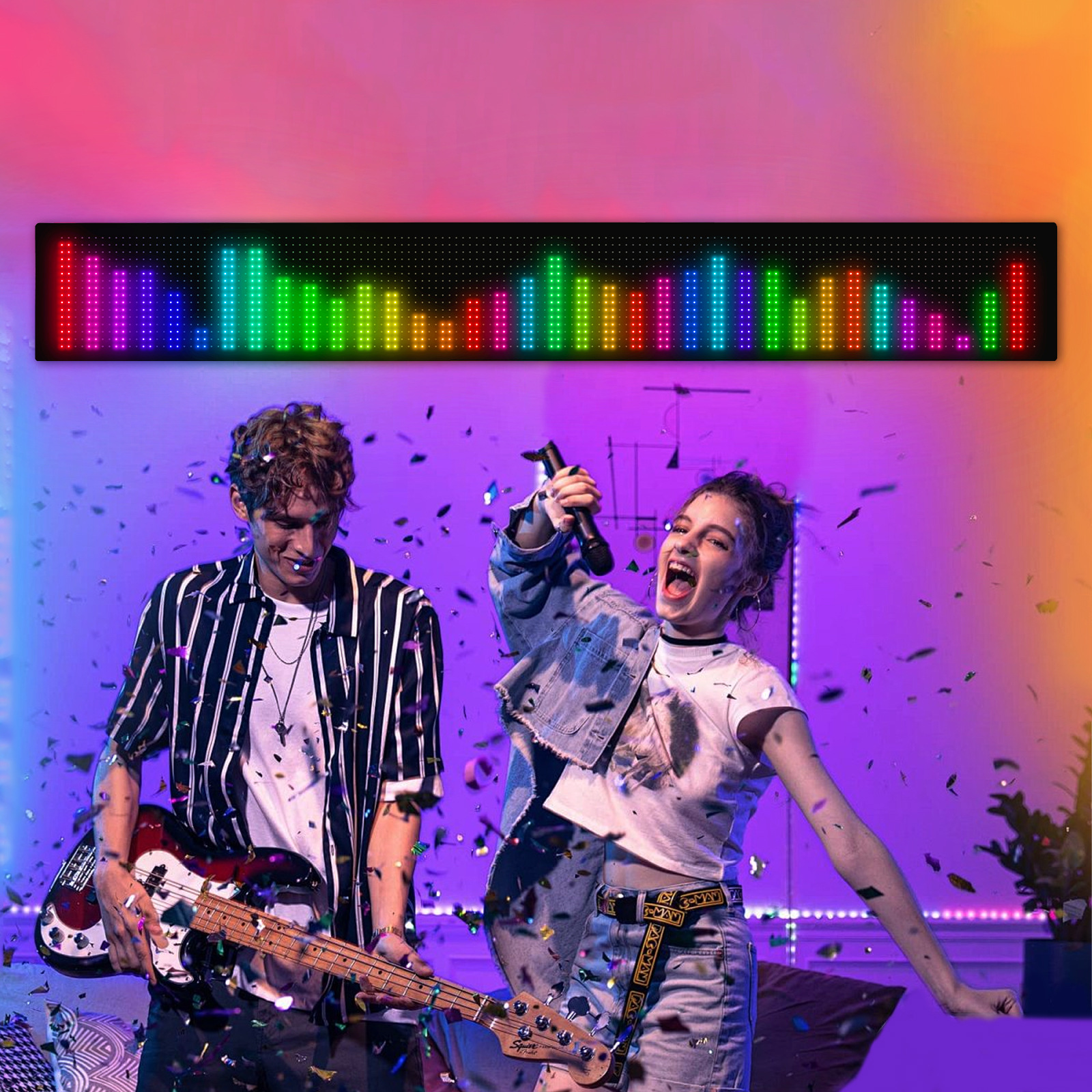 Party Decoration Soft Screen, Power Supply Bluetooth Flexible Display, DIY High-Definition Large-Size Self-Adhesive Home Screen, LED Screen