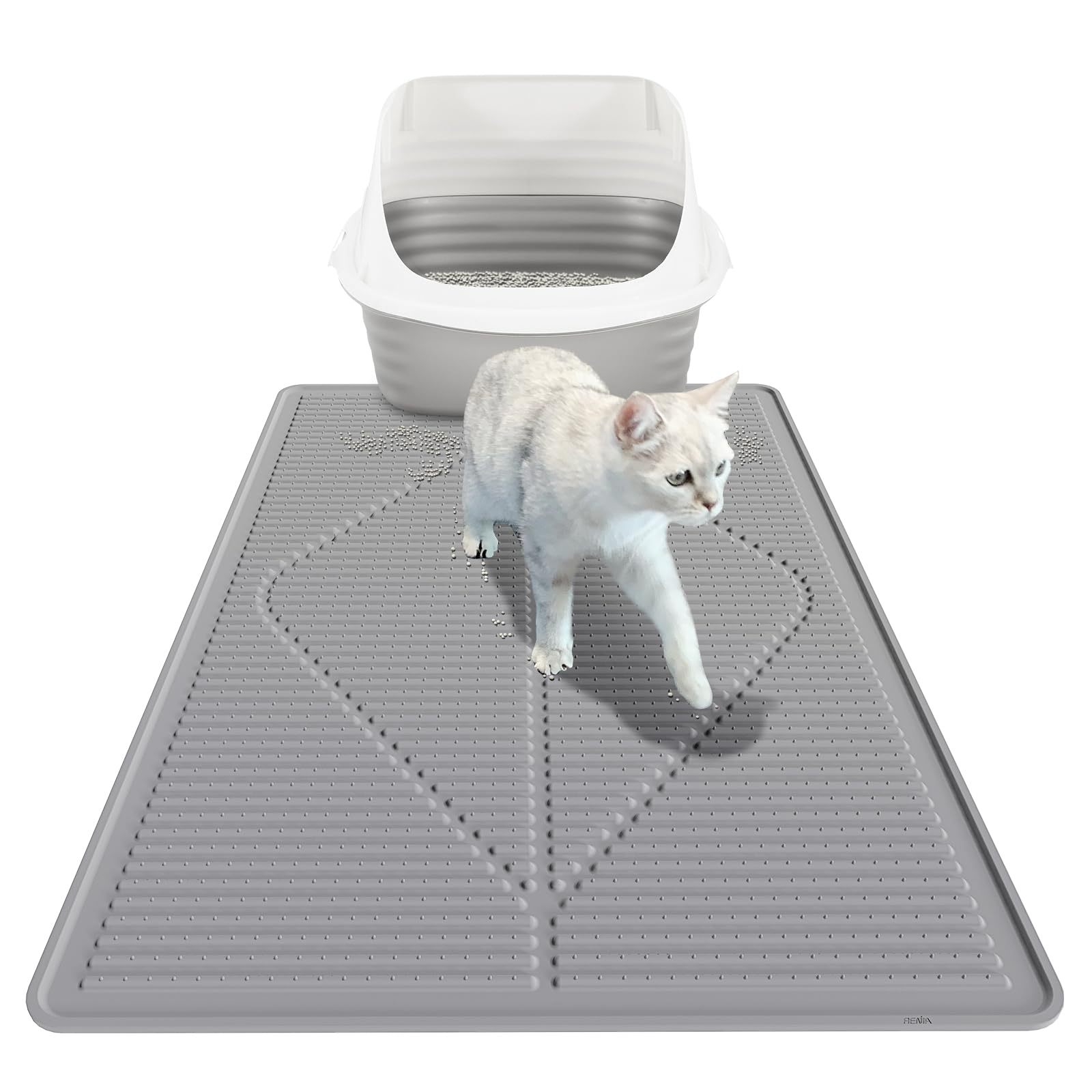 Large Doraemon Cat Litter Silicone Mat, Waterproof and Non-slip Cat Litter Box Mat, Large-sized Cat Litter Collection Silicone Mat for Catching Rats
