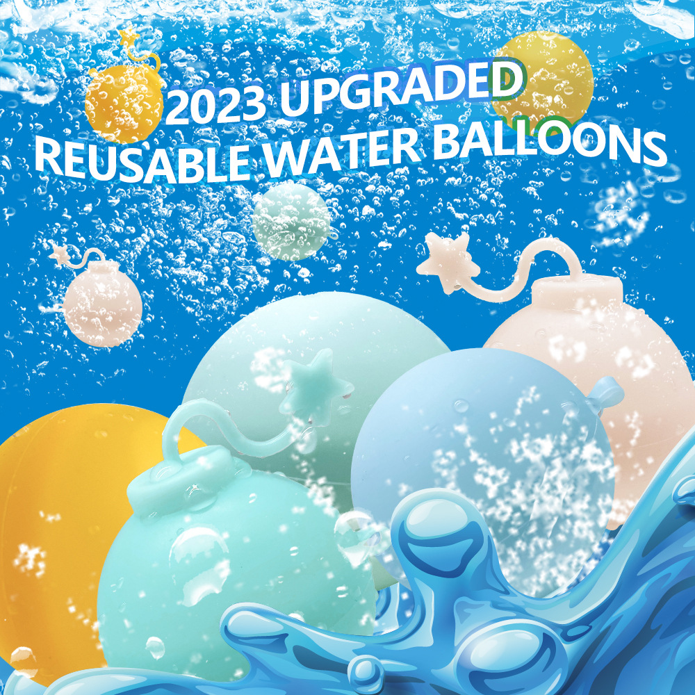 Snap - on Silicone Water Ball, refillable and reusable, magnetic water - bursting ball, children's water - playing toy for outdoors