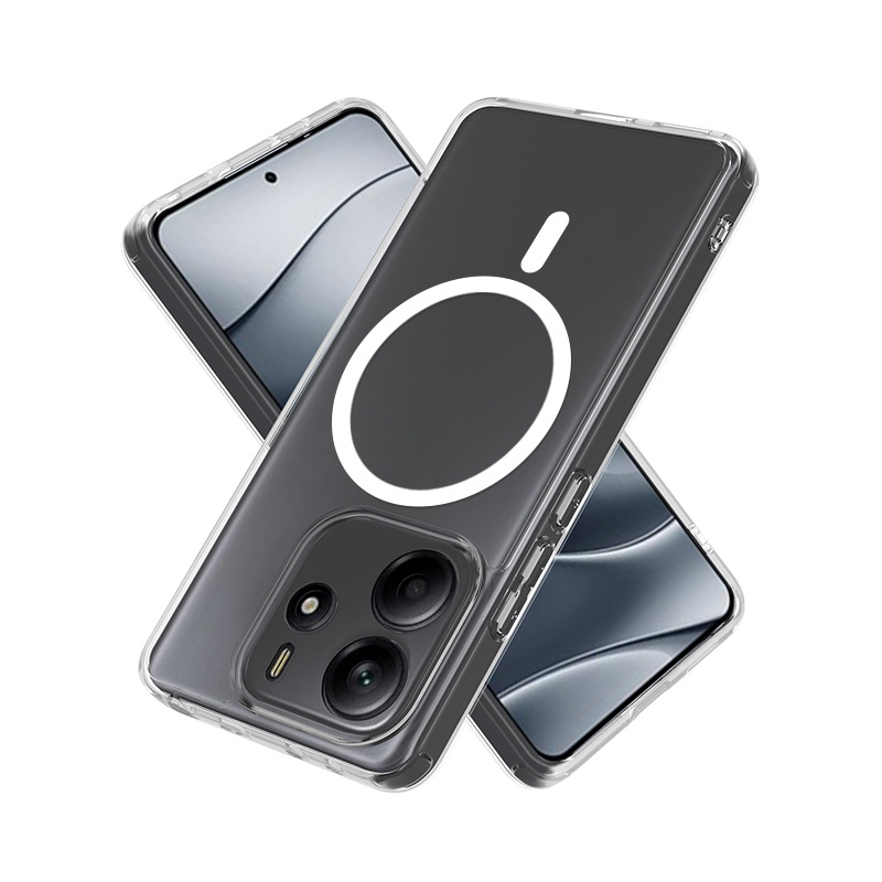 Suitable for Redmi 15C 4G mobile phone case, magnetic transparent two-in-one anti-drop case, Honor 400 Smart high-definition