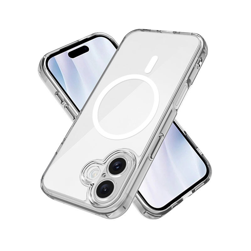Suitable for Apple iPhone 17 transparent magnetic phone case, 17 air full-coverage two-in-one protective case, anti-yellowing and magnetic attraction