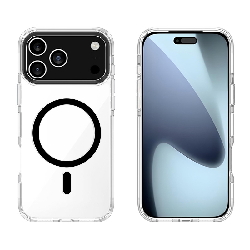 Cross - border applicable acrylic magnetic anti - drop transparent mobile phone case for Apple 17 Pro Max, also suitable for iPhone 16, with a thickness of 2.5MM