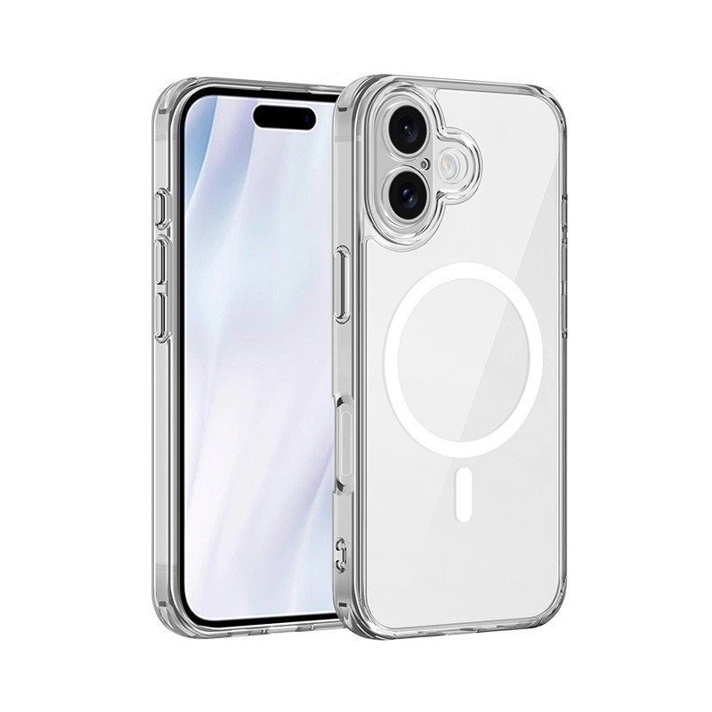 Suitable for Apple iPhone 17 transparent magnetic phone case, 17 air full-coverage two-in-one protective case, anti-yellowing and magnetic attraction