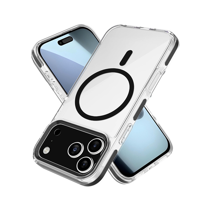 Cross - border applicable acrylic magnetic anti - drop transparent mobile phone case for Apple 17 Pro Max, also suitable for iPhone 16, with a thickness of 2.5MM