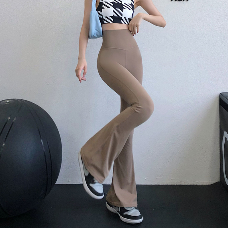 Women's thin high - waisted tummy - control, butt - lifting, body - slimming shark pants/Barbie pants with slightly flared legs from Haoqian Chunqiu for yoga