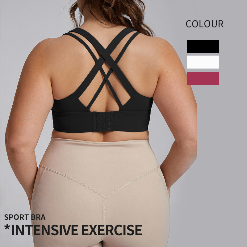 Spot goods for cross - border exclusive supply, plus - size sports bras for women with high - intensity shock absorption, gathering effect, suitable for running, fitness, yoga vests