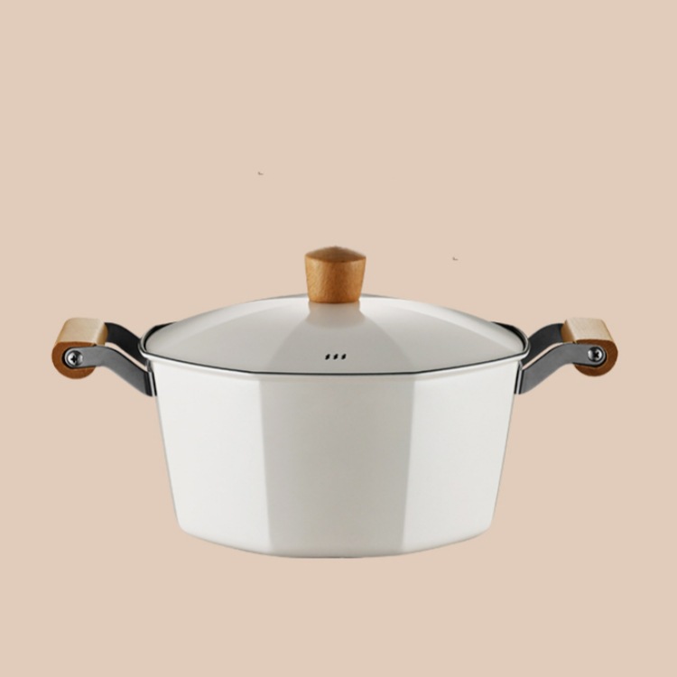 Stainless steel octagonal soup pot, thickened for household use, with double handles, non-stick, suitable for both induction cookers and gas stoves