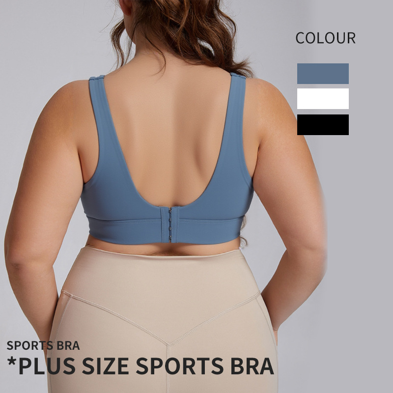 Plus-size women's yoga clothes with a slightly plump figure, sports bras with fixed breast pads, integrated cups for gathering and shock absorption, suitable for training and fitness