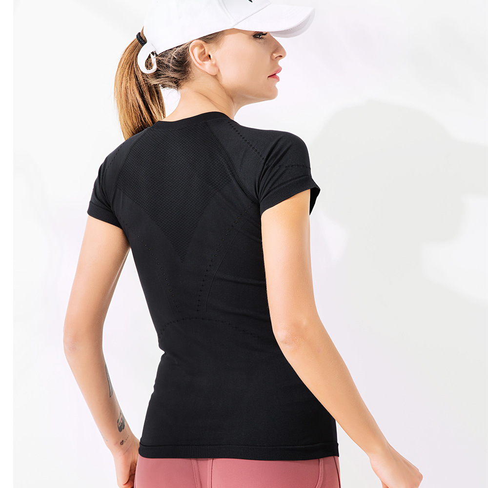 Quick-drying running T-shirt for women, short-sleeved, sports tight top, suitable for summer, a popular item among internet celebrities, slenderizing, sexy, suitable for fitness, yoga, and cross-borde