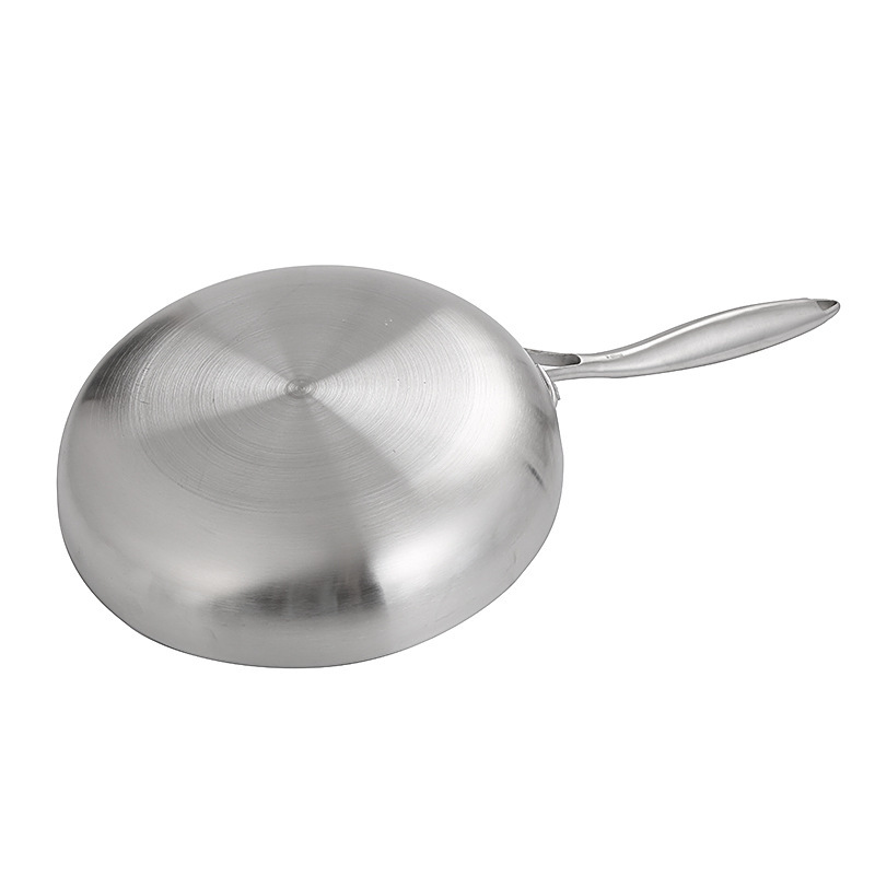 304 Stainless Steel Three-layer Steel Wok, a Special Pan for Induction Cookers and Gas Stoves, a Coating-free Steak Frying Pan for Home Use