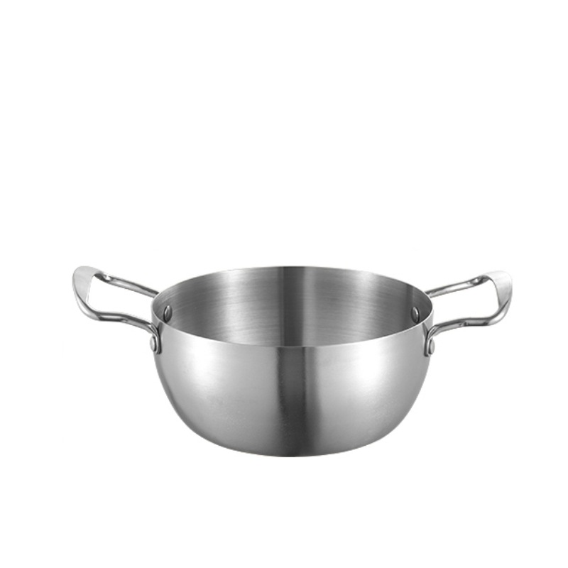 Korean-style stainless steel thickened straight-edge instant noodle pot for home use, suitable for seafood soup and lobster, and compatible with induction cookers. Golden ramen pot