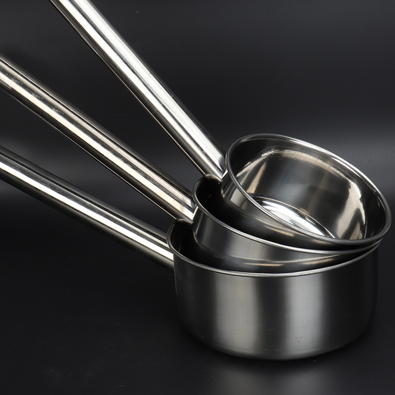 Stainless steel thickened water ladle pot, kitchen milk pot for home and hotel use, long single - handle ladle for cooking noodles, porridge, and ladling water