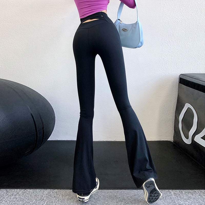 Women's thin high - waisted tummy - control, butt - lifting, body - slimming shark pants/Barbie pants with slightly flared legs from Haoqian Chunqiu for yoga