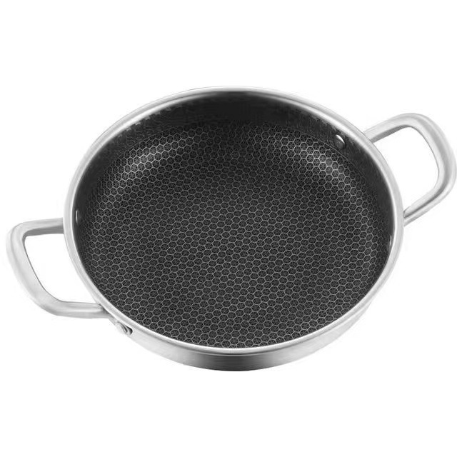 Stainless steel honeycomb non-stick soup pot, suitable for gas stoves and induction cookers. It is a Japanese-style multi-functional double-handled hot pot without coating.