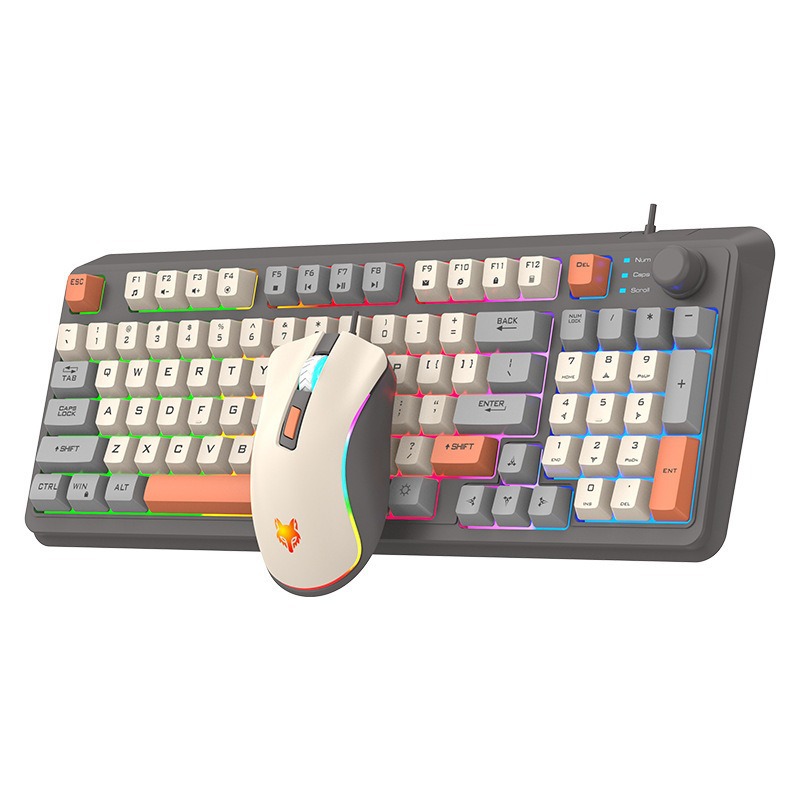 Xuan Yin Hu K82 Wired Gaming Keyboard with Mechanical Feeling, Gaming Glowing Mouse Set, for Computer Office and Home Use, USB