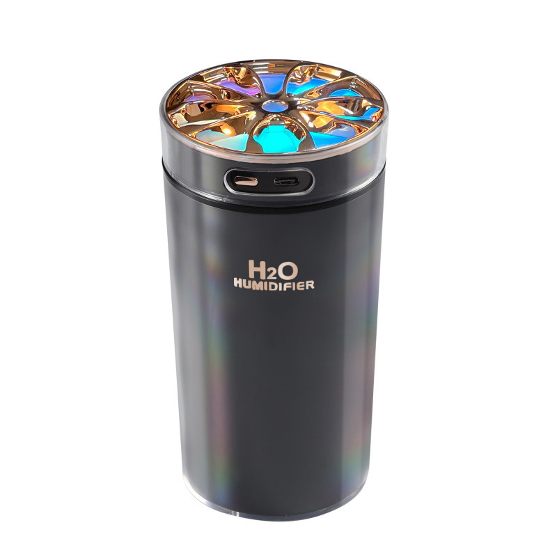 New small-sized large-mist-volume silent portable USB car air freshener colorful cup with seven-color night light, car humidifier