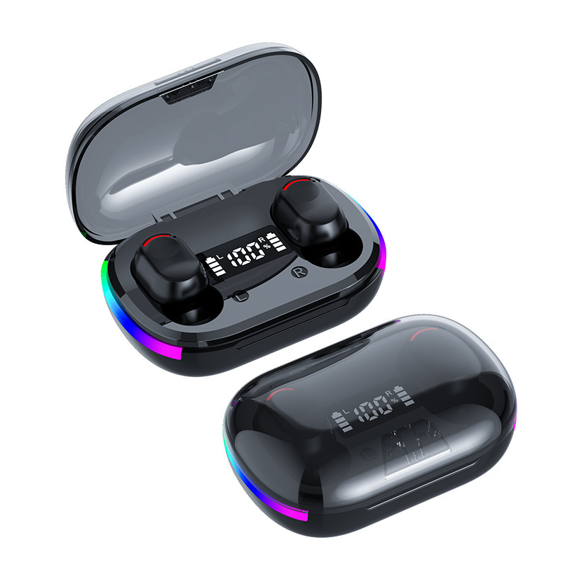 Cross - border popular Bluetooth headset K10, digital display, colorful RGB dynamic lighting effect, in - ear Bluetooth headset, sports version