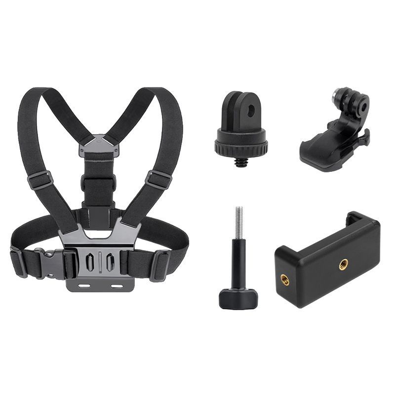 Waidelu Compatible with GoPro 10, 9 and DJI Action Camera Chest Strap, Chest Mount for Mobile Phones and Cameras, 5-in-1 Set