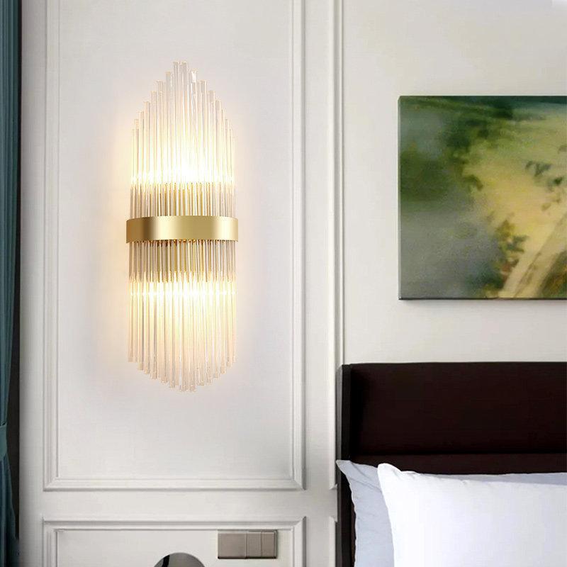 Crystal Wall Sconce – Stainless Steel Gold Hallway Light, Modern Luxury LED Wall Lamp for Living Room & Bedroom