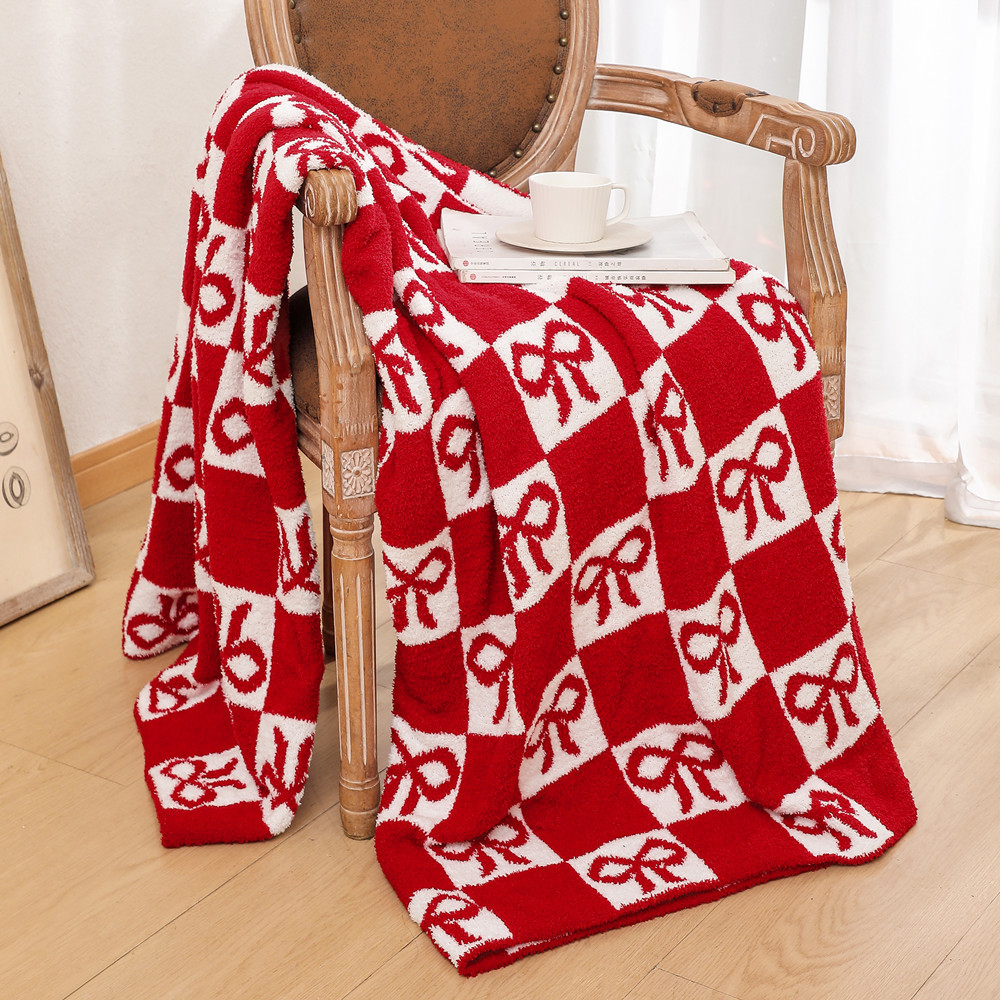 Bairong Sherpa Fleece Throw Blanket - Knitted Air Conditioning Blanket with Gingerbread Man Pattern, Cozy Decorative Ins-Style Sofa Blanket for All Seasons